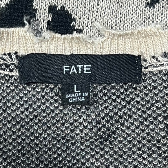 Anthropologie FATE Leopard Print Distressed Knit Sweater Long Sleeve Large - Picture 6 of 8